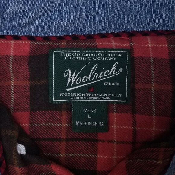 VTG Woolrich Red Buffalo Mens L Flannel Duck Hunting Shirt Vintage L/S Shooting - Picture 7 of 8